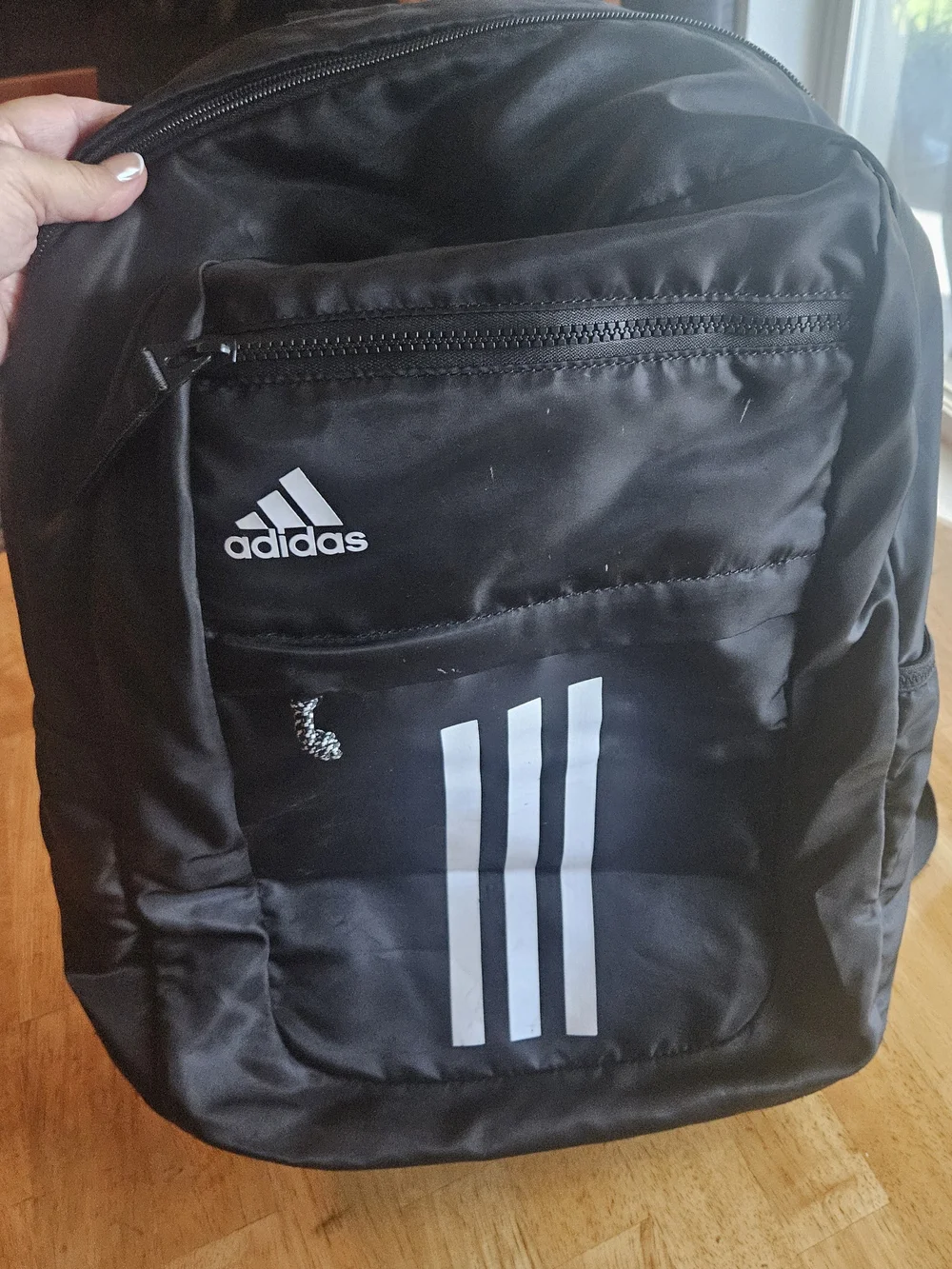 adidas Black Backpack with White Three-Stripes
